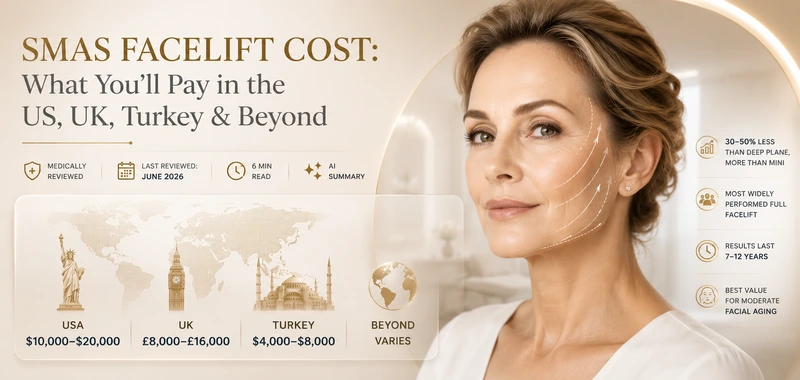SMAS facelift cost comparison by country — price infographic