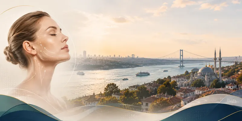 Facelift in Turkey — Istanbul skyline and modern medical facility for international patients